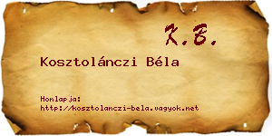 Kosztolánczi Béla névjegykártya