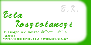 bela kosztolanczi business card